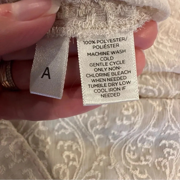 LOFT Sheer Lace Ivory Long Sleeve Blouse Size Large - Picture 11 of 12